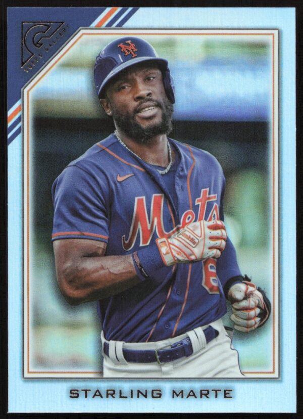 2022 Topps Gallery Starling Marte Card #120, vibrant artwork, baseball action image.