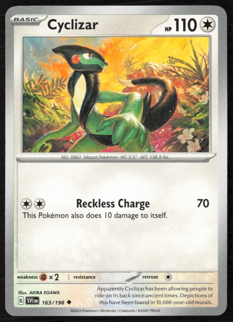 2023 Pokémon Card: Cyclizer from Scarlet & Violet, vibrant art for collectors and fans.