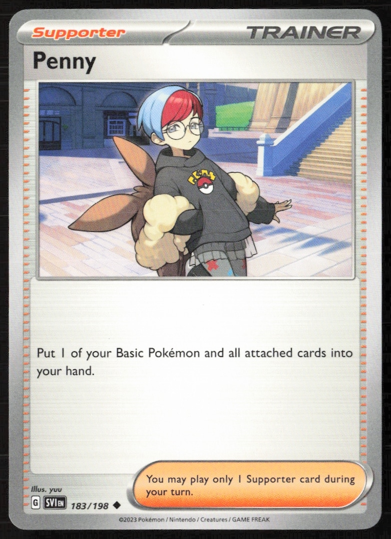 Pokémon Scarlet & Violet Penny Card #183/198, 2023 Edition, Front View.