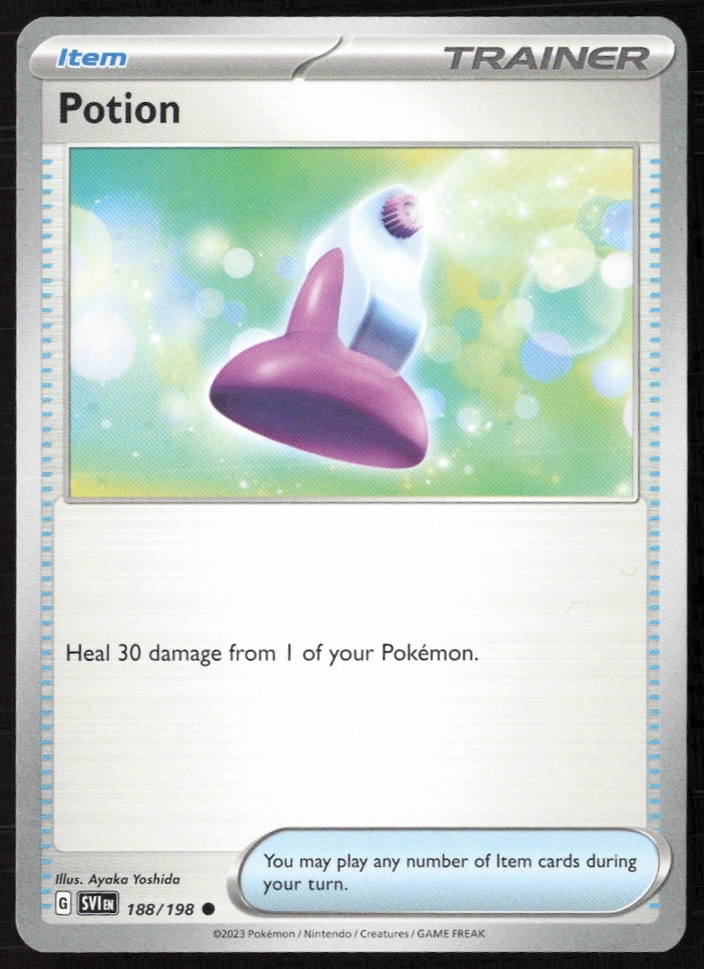 2023 Pokémon Scarlet & Violet Potion Card #188/198, showcasing vibrant artwork.