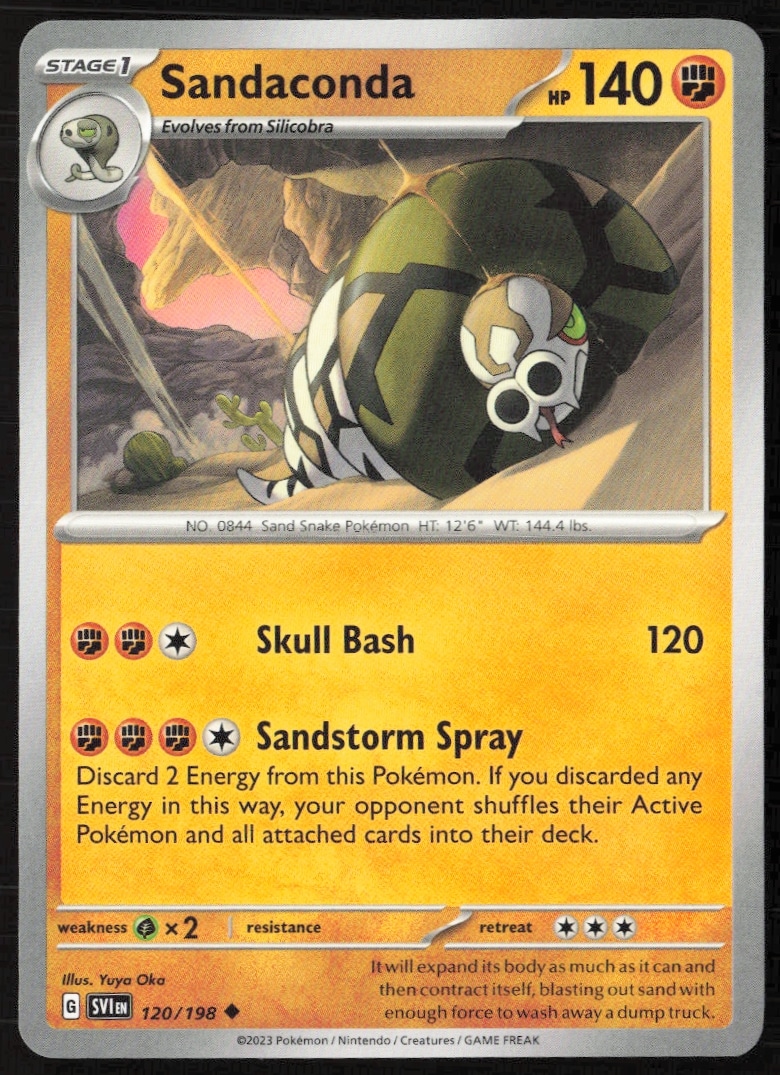 Sanaconda Pokémon card from Scarlet & Violet 2023, dynamic artwork, card #120/198.