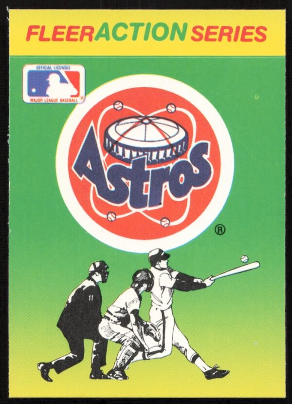 1990 Fleer Houston Astros sticker featuring action design and iconic logo, ideal for collectors.