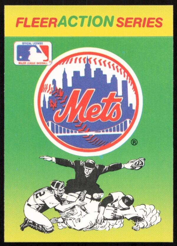 1990 Fleer Mets action stickers featuring team players, collectible memorabilia for baseball fans.