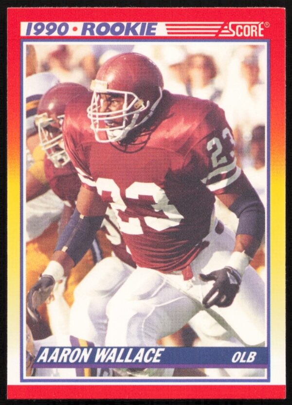 Front view of 1990 Score football card featuring Aaron Wallace, card number 620.