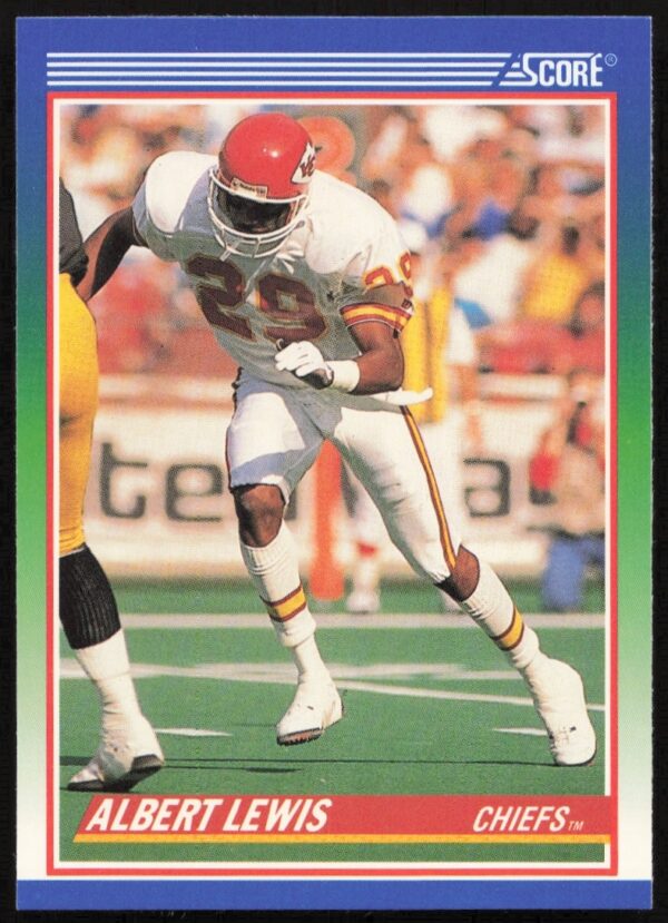 Albert Lewis 1990 Score Football Card #433, Kansas City Chiefs Cornerback in Action.