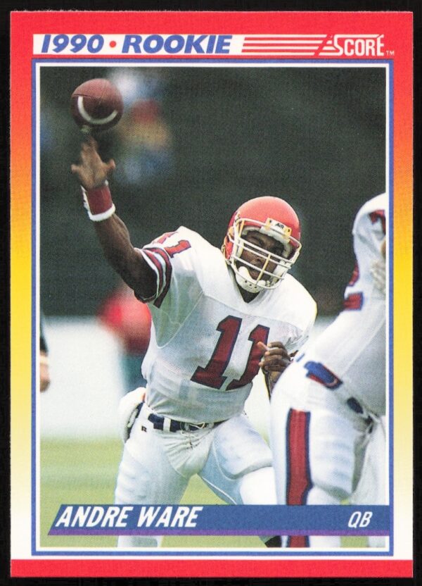 1990 Score Andre Ware football card #292, featuring dynamic quarterback action.