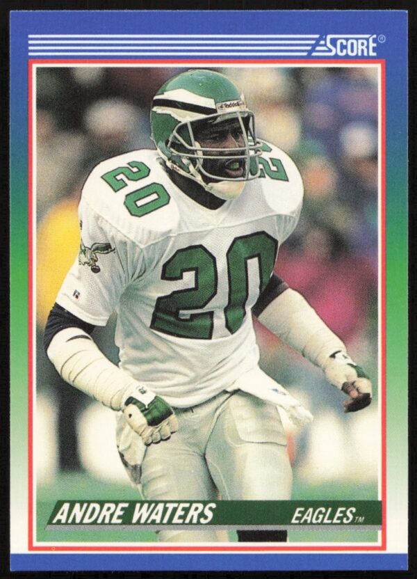 Andre Waters 1990 Score Football Card #413 Front, featuring NFL action shot.