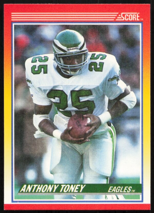 Anthony Toney in action on 1990 Score NFL card #274, highlighting athleticism and focus.