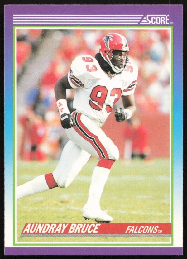 1990 Score Aundray Bruce Football Card #167, Atlanta Falcons Linebacker in Action.