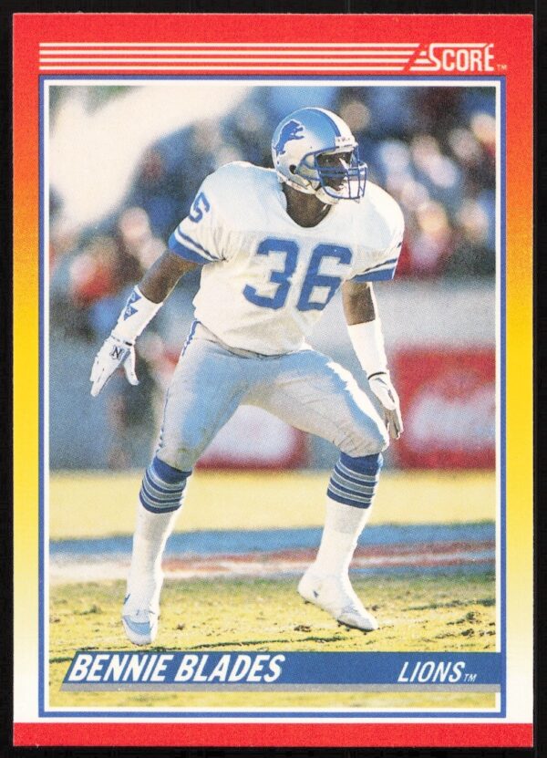 1990 Score Bennie Blades football card showing him in a Detroit Lions uniform, card #246.