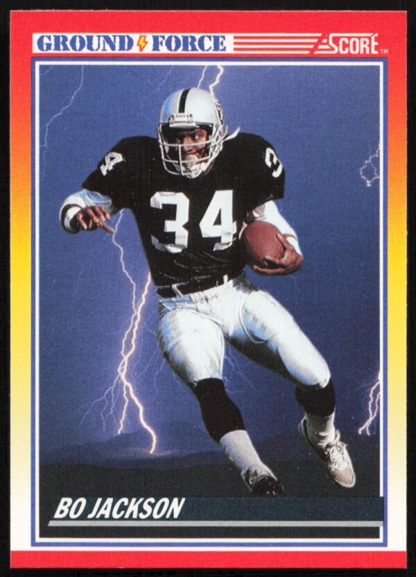 Bo Jackson 1990 Score #330 trading card front image showcasing his dynamic athleticism.