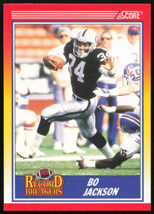 1990 Score trading card of Bo Jackson, two-sport legend, card #591, collectors favorite.