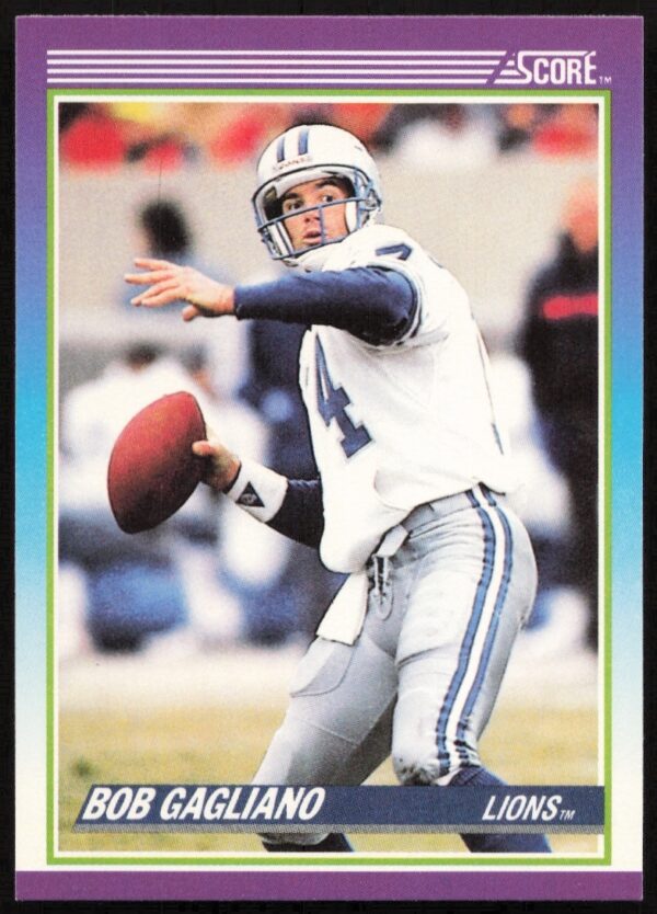 Bob Gagliano 1990 Score football card #214 featuring dynamic action pose.