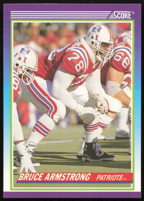Bruce Armstrong 1990 Score football card #485, New England Patriots offensive lineman.