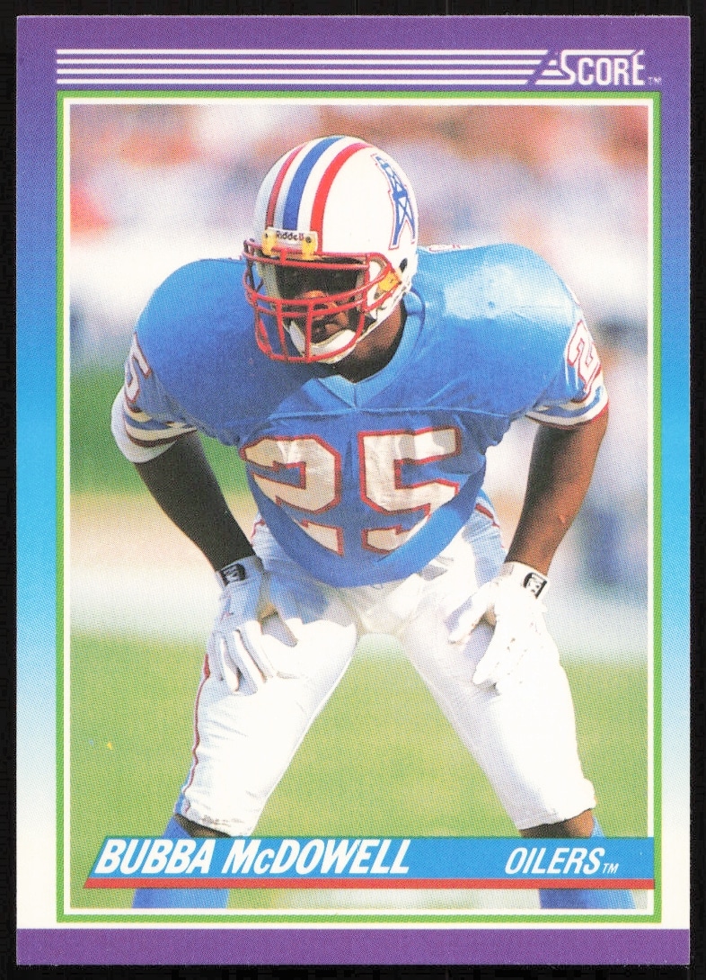 Bubba McDowell 1990 Score Football Card #151, vintage sports collectible.
