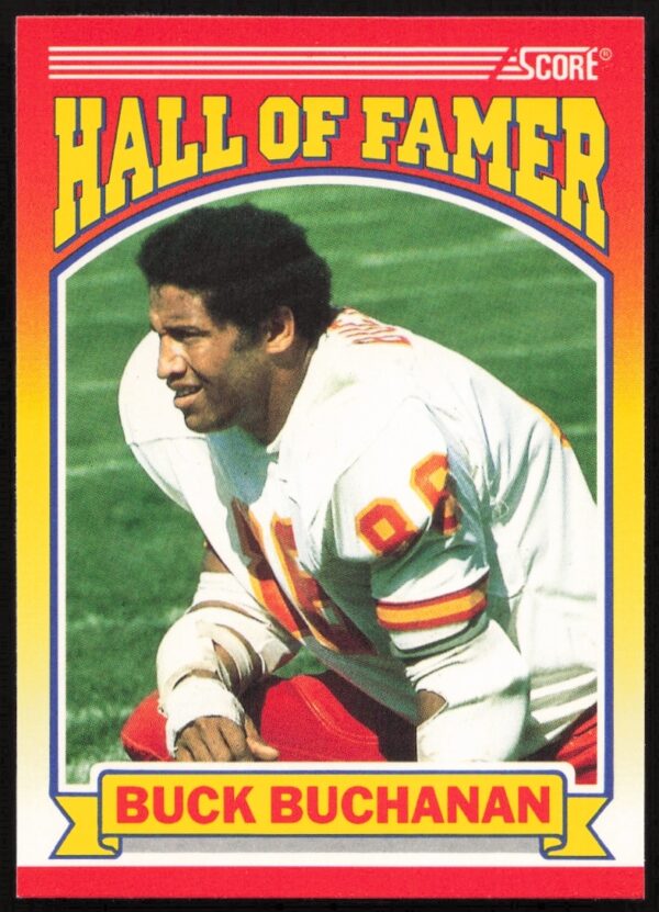 1990 Score Buck Buchanan Football Card #600, Front, Draft Year Error on Back.