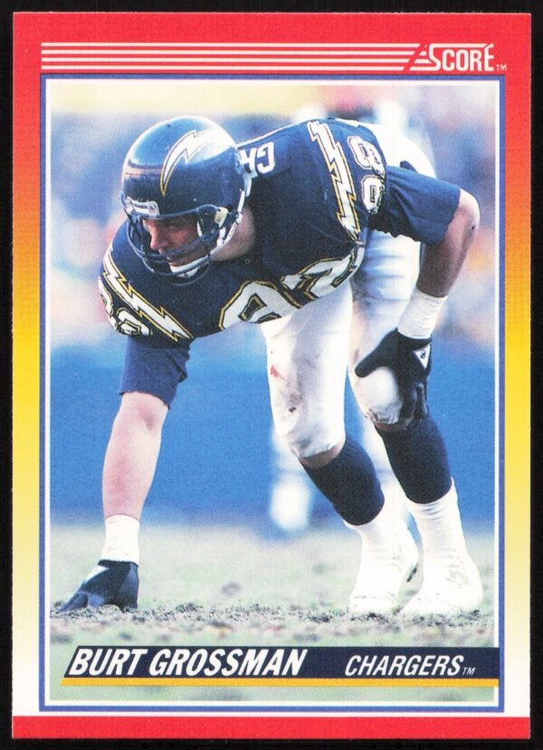 Burt Grossman 1990 Score Football Card #285 featuring San Diego Chargers action shot.