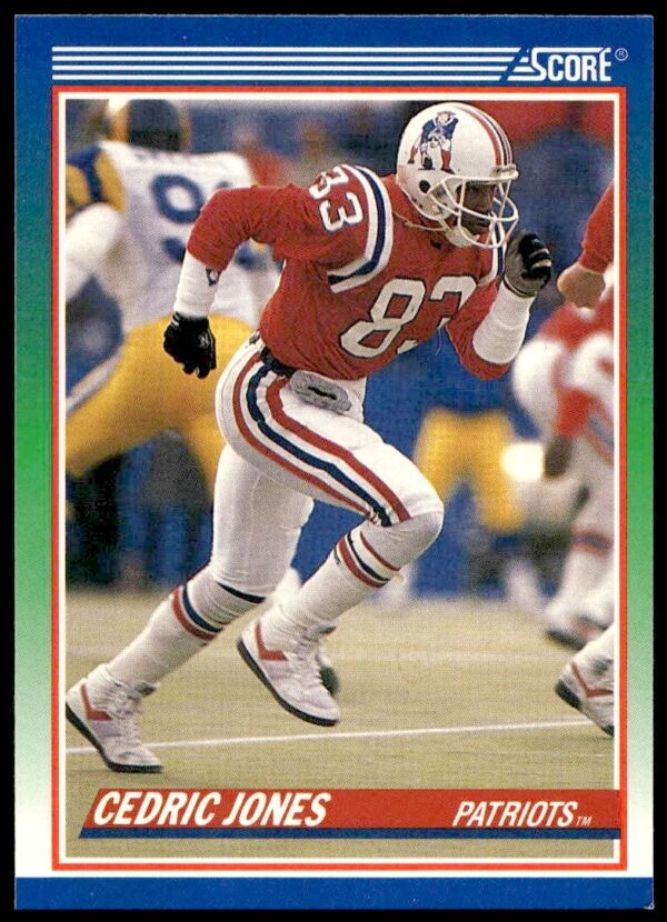 Cedric Jones 1990 Score #418 football card front action shot.