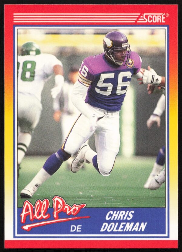 1990 Score Chris Doleman football card #575 with vivid action image of the defensive end.