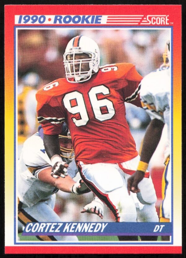 1990 Score Cortez Kennedy Football Card #299, Seattle Seahawks Rookie, NFL Defensive Tackle.