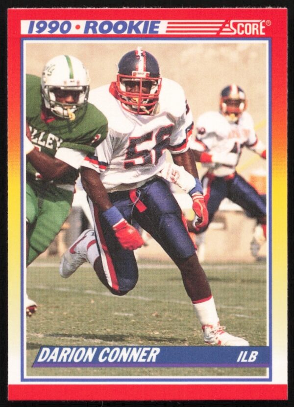 1990 Score NFL card featuring Darion Conner in Atlanta Falcons uniform, card #643.