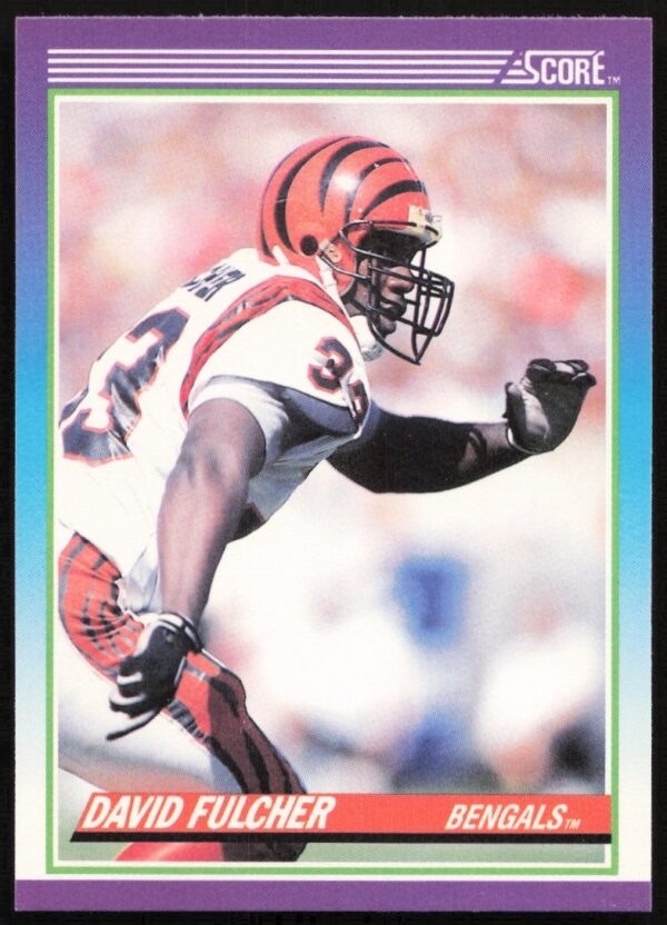 David Fulcher 1990 Score Football Card #183, Cincinnati Bengals Safety, NFL Action.