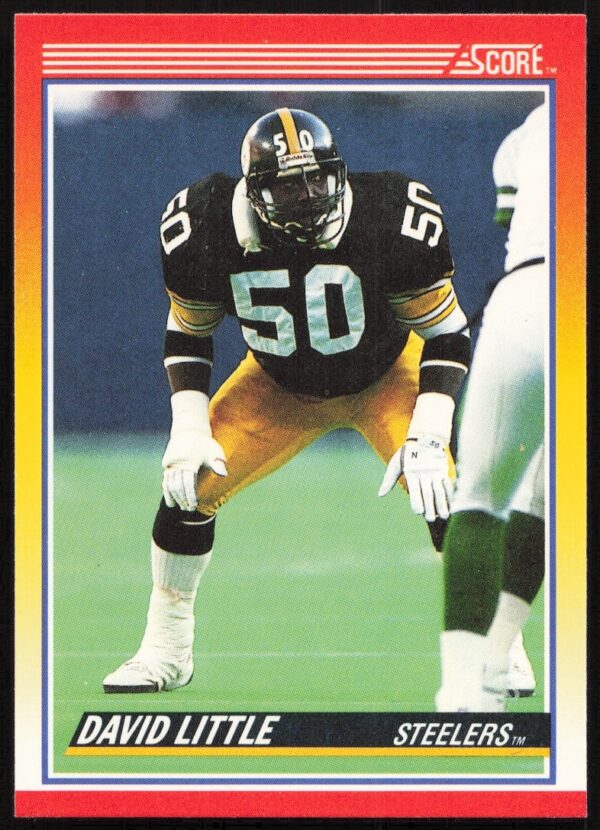 David Little 1990 Score Football Card #271, Pittsburgh Steelers, in-game action.