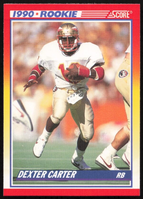 1990 Score Dexter Carter football card front, San Francisco 49ers, card #657.