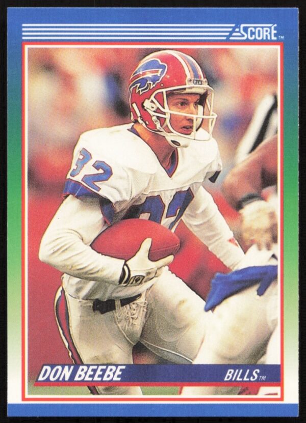 Front of 1990 Score card #46 featuring Don Beebe in Buffalo Bills uniform.