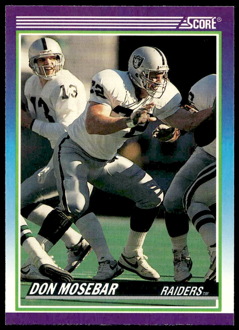 1990 Score Don Mosebar Football Card #530 Front featuring Los Angeles Raiders NFL player.