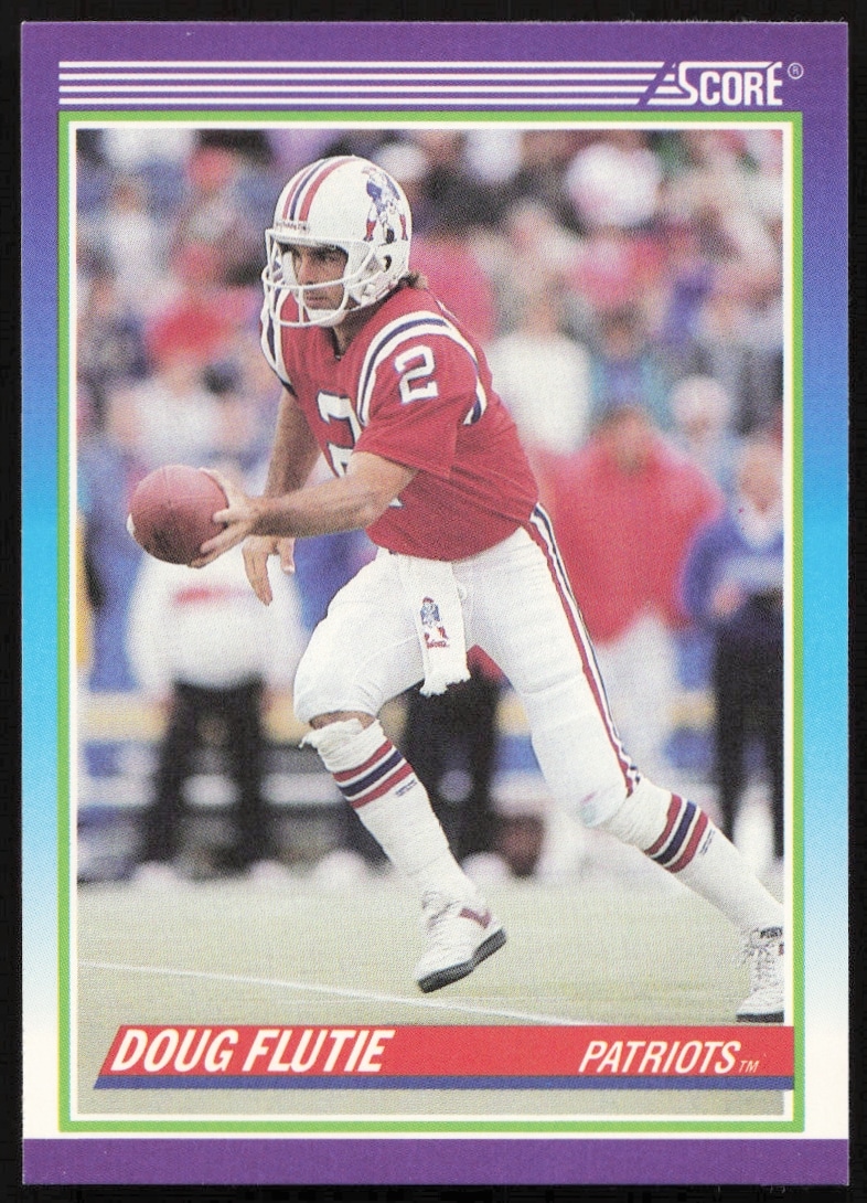 Doug Flutie 1990 Score Football Card #535, featuring dynamic action pose.