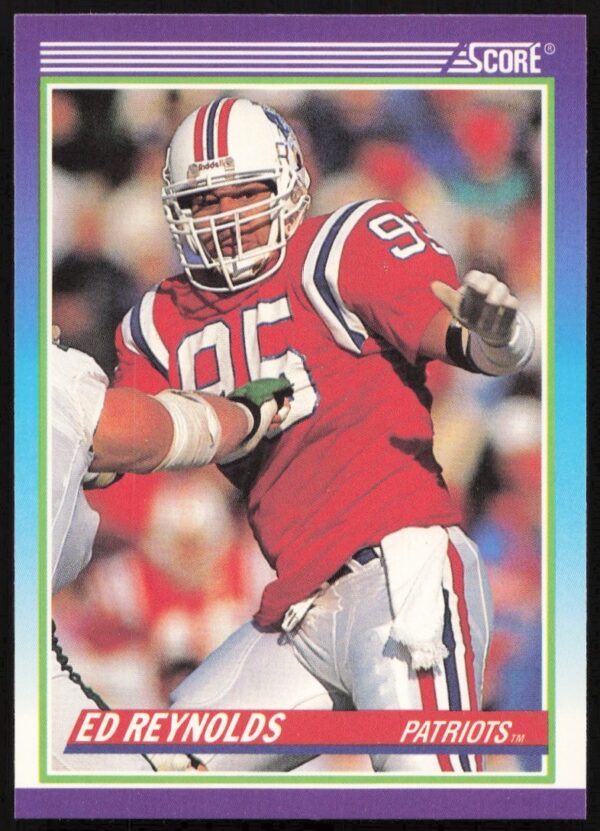 Ed Reynolds 1990 Score Card #528, front view with team logo and action photo.