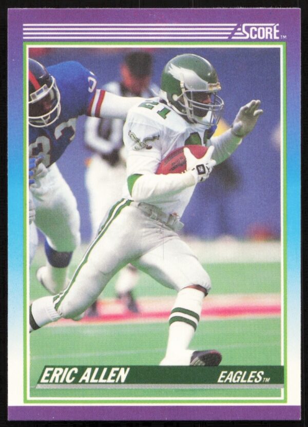 Eric Allen 1990 Score Card #121, Eagles uniform, front view.