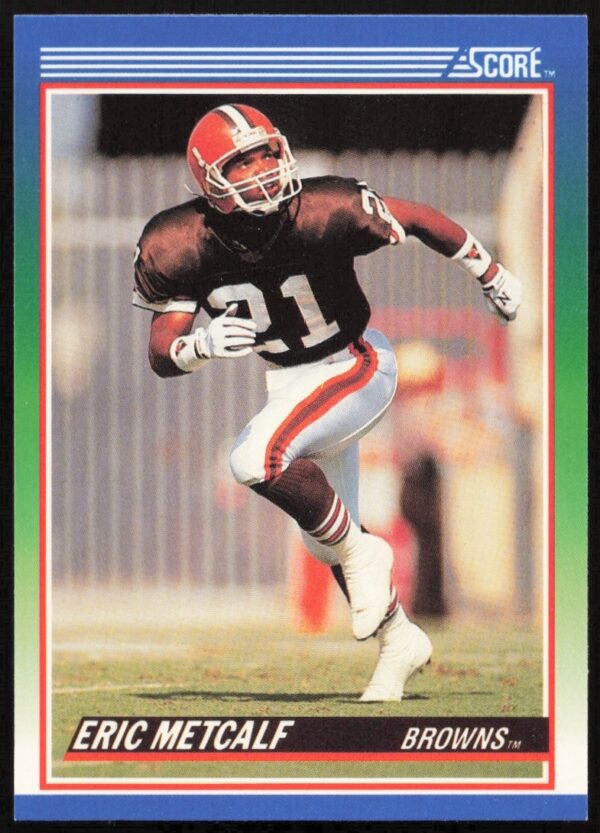 Eric Metcalf 1990 Score Football Card Front - #30, Action Pose.