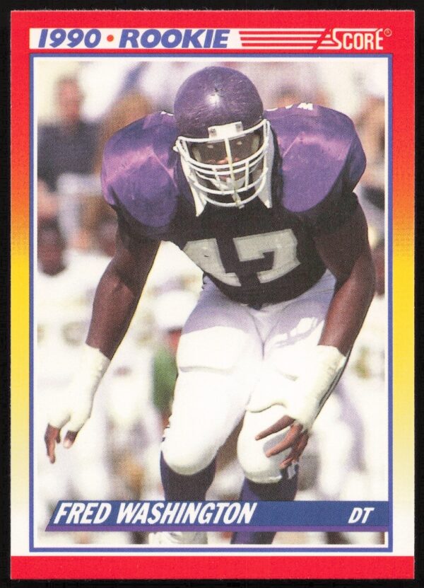 Fred Washington 1990 Score Card #625, Front View, Mid-Action Football Scene