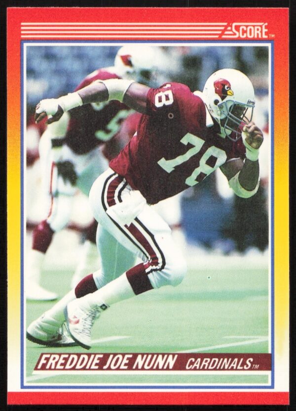 Freddie Joe Nunn 1990 Score Football Card #251, Arizona Cardinals, action shot, collectors item.