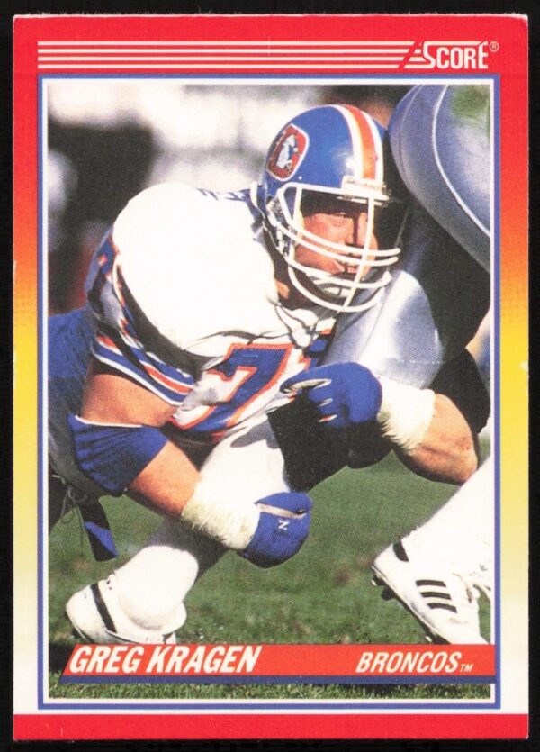 Greg Kragen 1990 Score Football Card #660 Front - Denver Broncos Defensive Lineman.