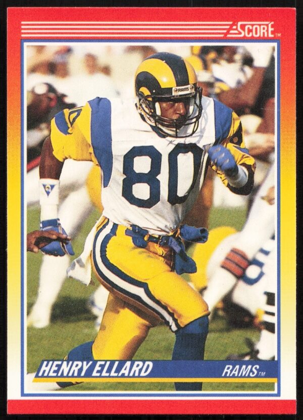 Henry Ellard 1990 Score football card #225, Los Angeles Rams action shot.