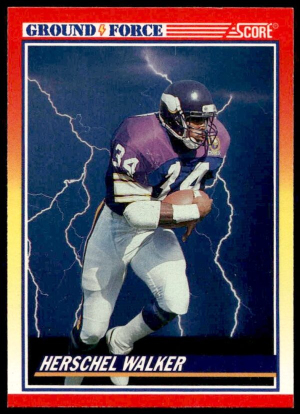 1990 Score Herschel Walker football card front, showcasing player in uniform.