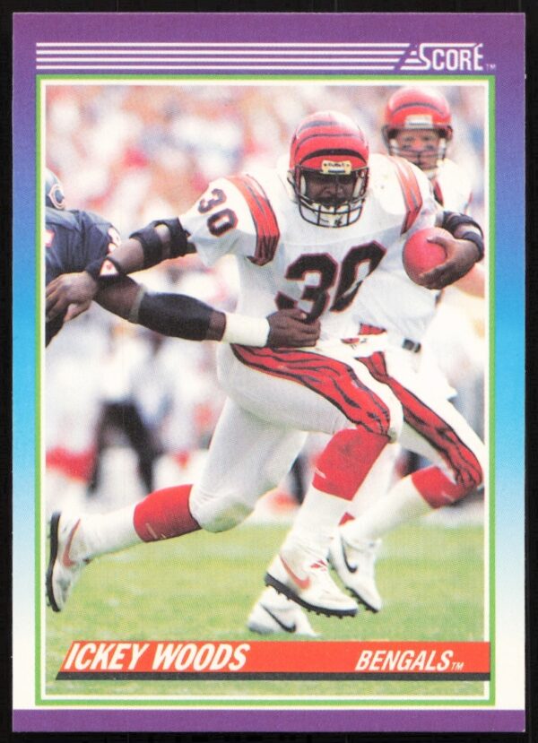 1990 Score Ickey Woods Football Card #130 Cincinnati Bengals Running Back Image