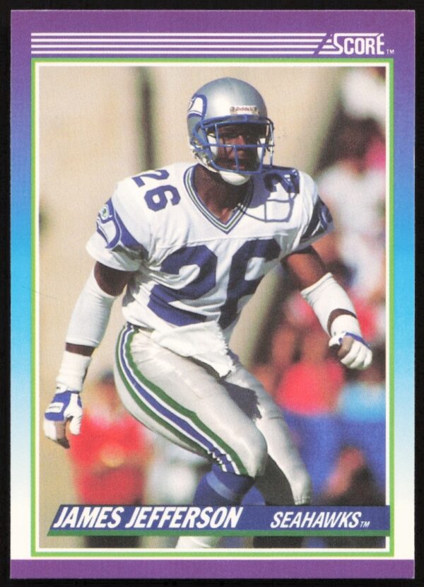 1990 NFL Score card featuring James Jefferson, card #126, in football gear.