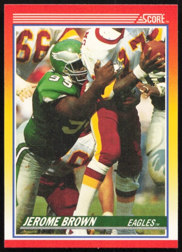Jerome Brown 1990 Score Football Card #252, Philadelphia Eagles, Action Pose.