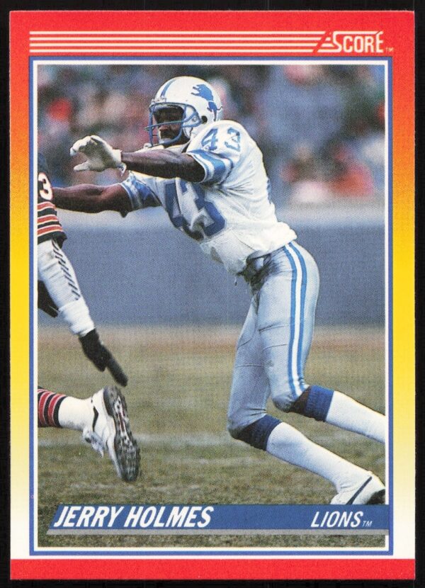Jerry Holmes 1990 Score Football Card #242 Front – Dynamic Player Action Scene.