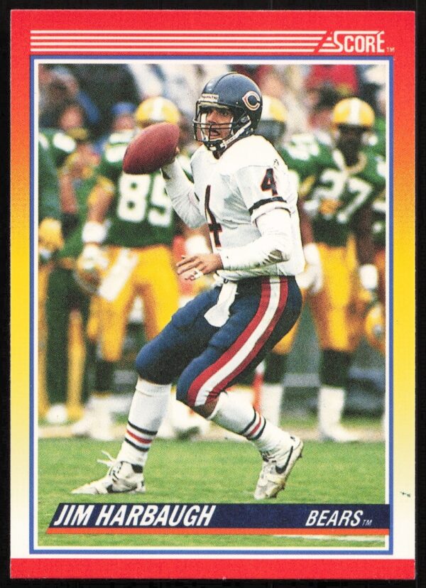 Jim Harbaugh 1990 Score Football Card #232, Chicago Bears Quarterback in Action.
