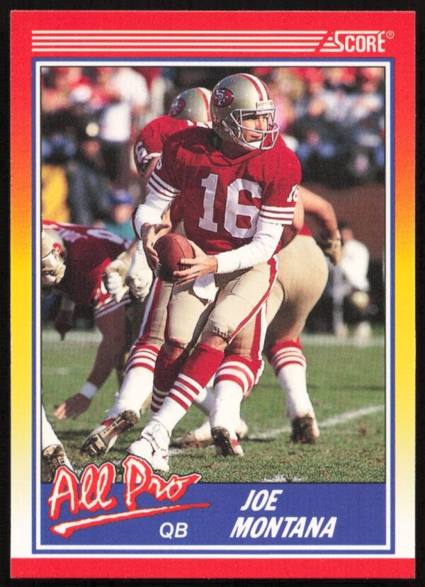 Joe Montana 1990 Score #582 Trading Card Front, San Francisco 49ers Legend.