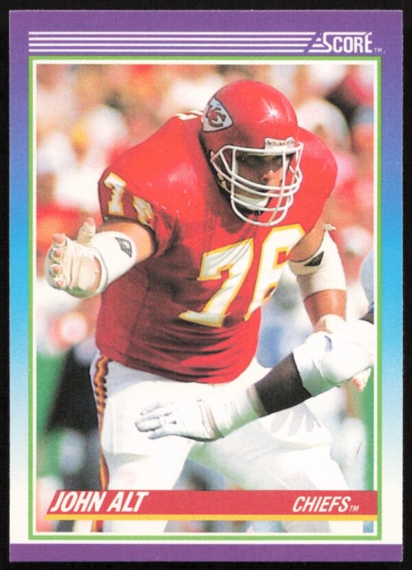 1990 Score football card of John Alt, Kansas City Chiefs, card #176.