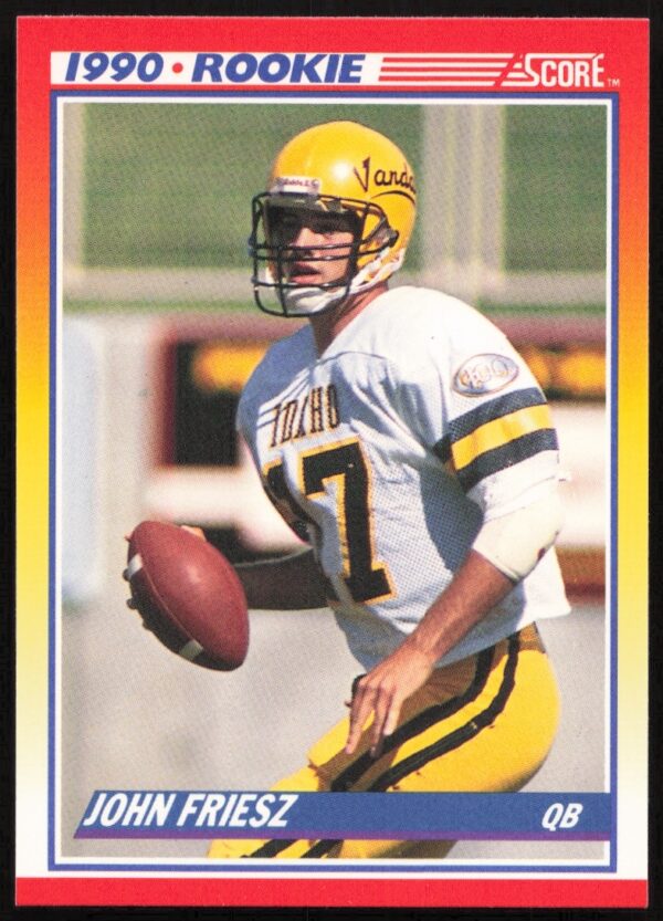 1990 Score Football Card #309: John Friesz, Quarterback, Vintage Collectible Front View