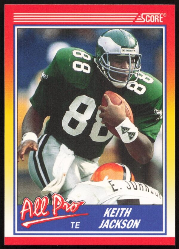Keith Jackson 1990 Score Football Card #588 Front, Philadelphia Eagles, Tight End.