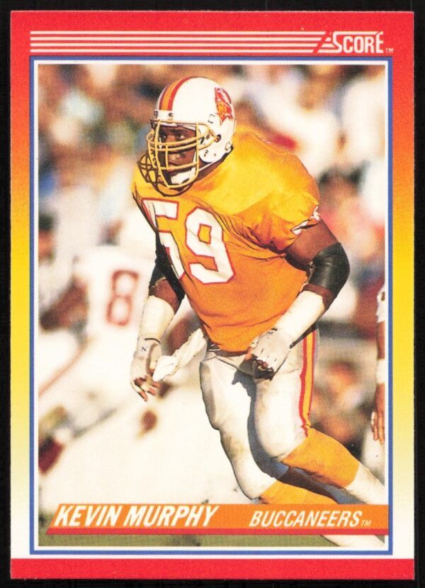 Kevin Murphy 1990 Score Football Card #224 Front, Action Photo and Stats Displayed.