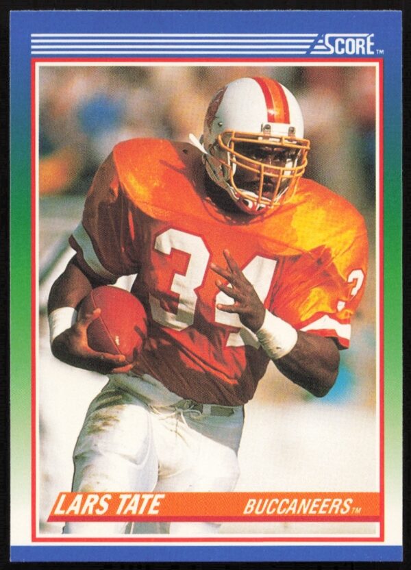 Lars Tate NFL 1990 Score Football Card #62, featuring him in uniform with a football.
